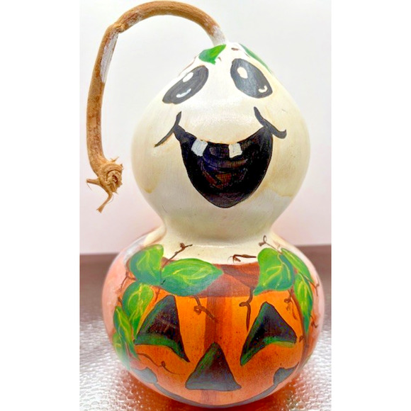 Hand Painted Halloween Gourd Ghost/Pumpkin - Picture 1 of 9